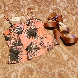 NWT Coral Fitted Peplum top